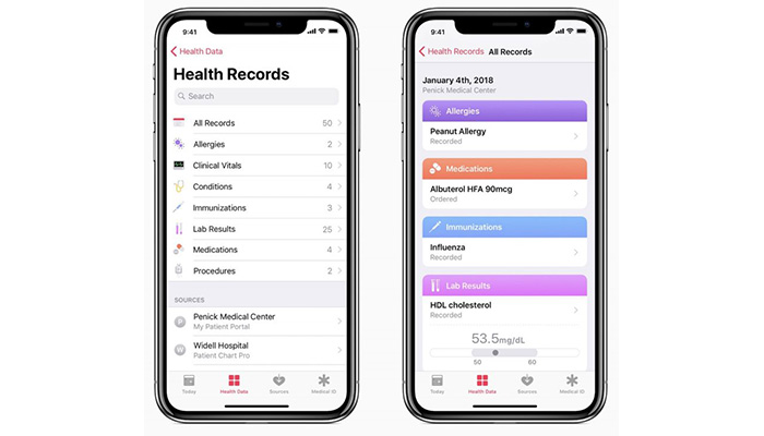iOS 11.3 Saglık Uygulamasi